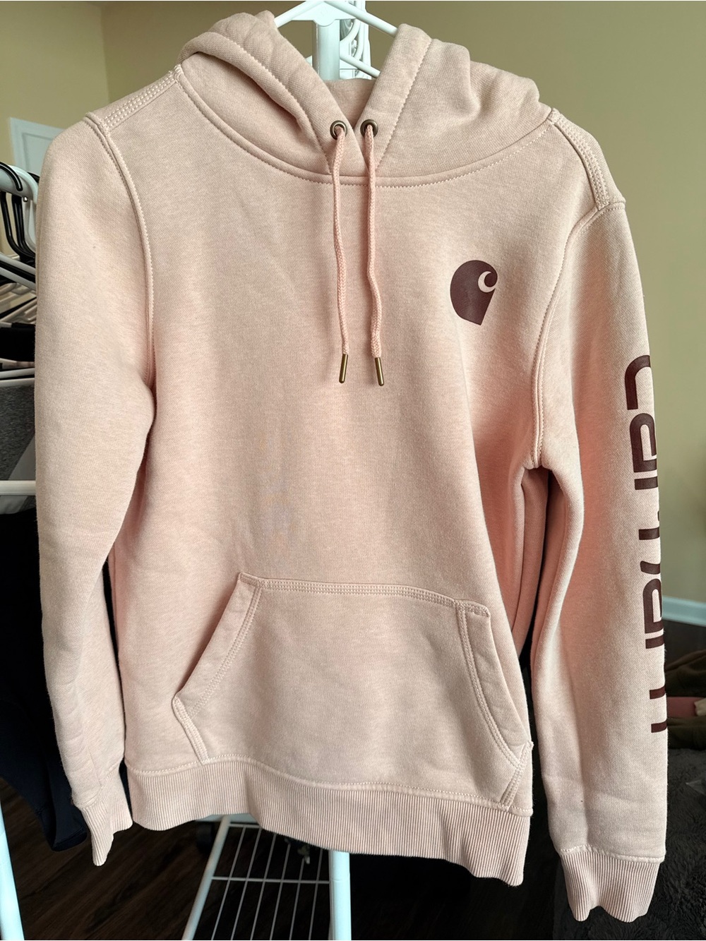 Carhartt Women's Relaxed Fit Hooded Sweatshirt in Light Pink
